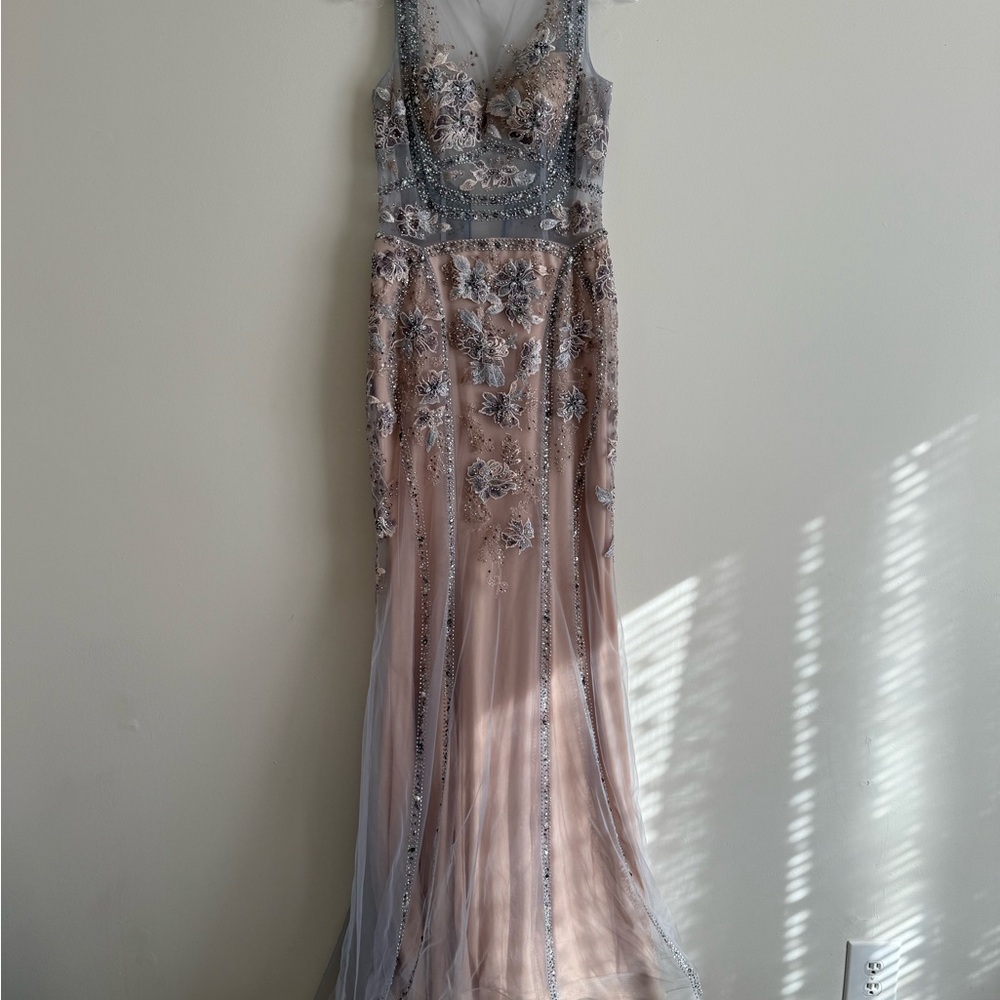 JVN by Jovani Purple and Silver Prom Dress